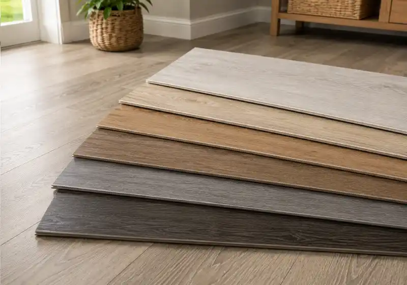 Modern kitchen with luxury vinyl tile flooring
